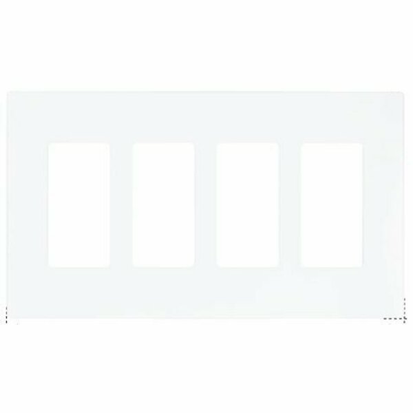Cooper Industries Eaton Wallplate, 4-7/8 in L, 8.56 in W, 4-Gang, Polycarbonate, White, High-Gloss PJS264W